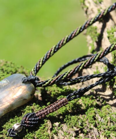 Labradorite Pendant, Australian made macrame cord healing crystal jewellery labrodorite necklace, Indigo Gemstone, Tribal Macrame Cord