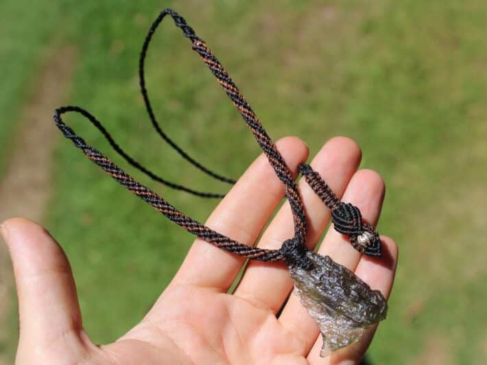 Platypus Dreaming MOLDAVITE talisman Pendant, Elven Frosty Moldavite Necklace,Authentic Moldivate Talisman,Australian made Macrame cord