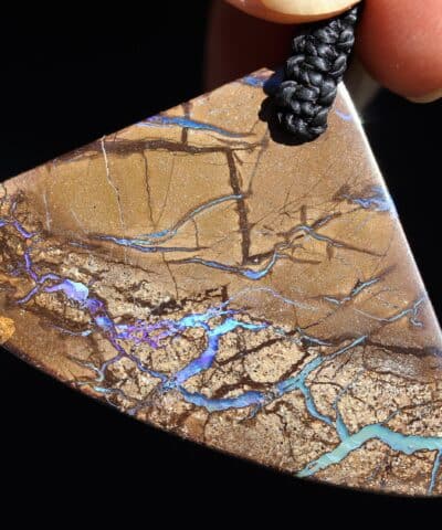 Natural Opal Pendant. Elven Boulder Opal Necklace with Macrame Shibari Cord