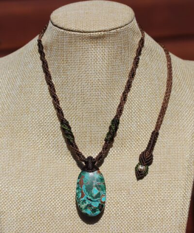 AUSTRALIAN DRUZY CHRYSOCOLLA Pendant,Natural Malachite Necklace, Australian made Elven Macrame Cord Healing Crystal Jewelry , Christmas