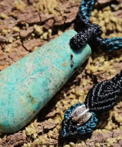 AUSTRALIAN CHRYSOCOLLA Necklace, Raw Blue Quartz Pendant, Australian made Macrame Cord Healing Crystal Jewelry, Christmas gift idea