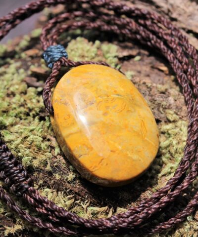 Australian Agate Necklace, Australian made macrame cord, unique healing stone Jewelry, Agate creek reiki pendant, handmade crystal talisman