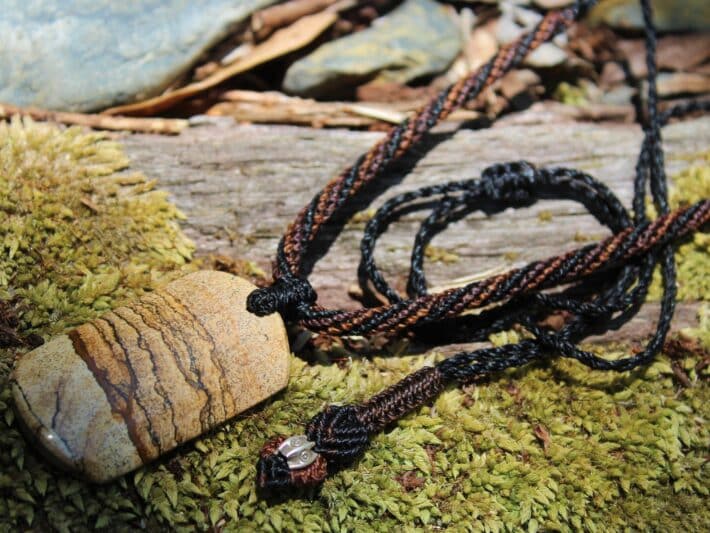 Picture Jasper Necklace, Brown Stone Jasper Pendant , Australian Seller Healing Crystal Pendant, Australian Made Macrame cord, Elven Jewelry