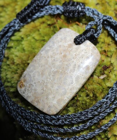 Australian Made Coral Pendant, White Ocean Reef Necklace,Tribal Necklace, Elven Jewelry, Healing crystal Macrame Cord , Christmas Gift Idea