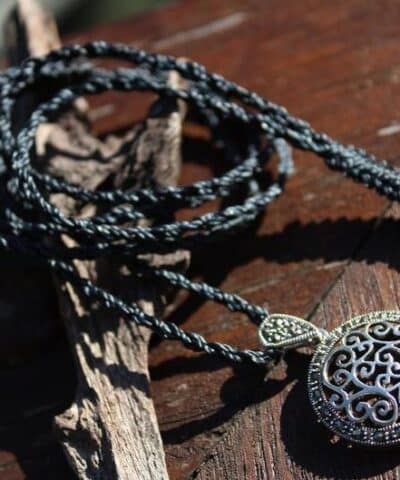 Celtic Marcasite Jewelry,Sterling Silver Pendant Necklace,Pyrite Crystal Jewelry,Shibari Macrame Cord,Art Deco,Gemstone,Elven, elf cosplay