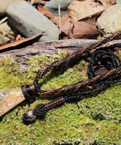 SnakeSkin RAINFOREST SERPENTINE Necklace, Serpentine Marbel Pendant, Australian Made Macrame Cord Healing Jewellery