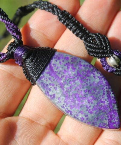 Massive Sugilite Pendant,Sugilite Necklace Australian made Macrame Cord,Purple Stone jewelry,Burning Man Festival Wear,Elven Jewelry
