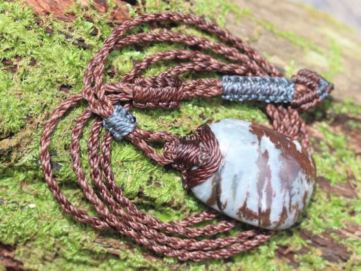 Australian outback jasper necklace,australian made thin macrame cord stone jewelry, crystal healing pendant necklace, platypus dreaming