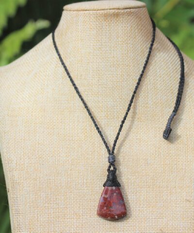 Red Moss Agate Pendant, Macrame cord, medieval necklace,beachy beach jewelry, summer jewelry, surfer necklace,Healing Stone, Celtic Viking