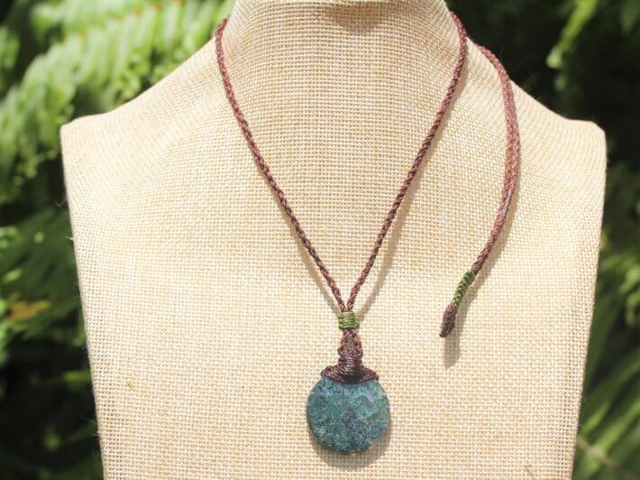 Green Moss Agate Necklace, Australian made Elven Macrame Thin Cord Healing Crystal Jewelry, Moss Agate Quartz Pendant