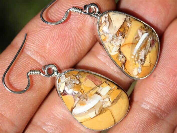 Australian Silver Brecciated Mookaite Earrings, Australian handmade crsytal healing jewelry, gemstone jewelry, natural crystal jewellery
