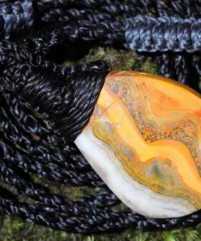 Eclipse Stone Necklace, Australian made yellow stone Macrame Thin Cord Healing Crystal Jewelry, Bumble bee jasper Pendant, may birthstone,