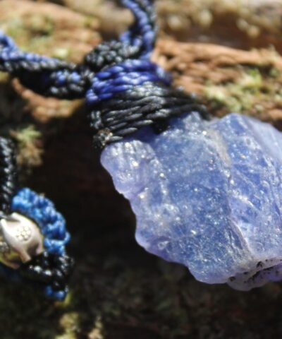 Real Tanzanite Necklace,Purple Stone Tanzanite Pendant, Raw Crystal Elven Jewelry, Australian Made Macrame Cord Healing crystal Jewellery