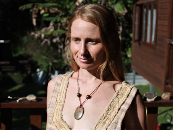 Unakite Necklace Talisman, Australian Rainforest Jasper Pendant,unique Australian made macrame cord necklace, Ethical statement jewellery