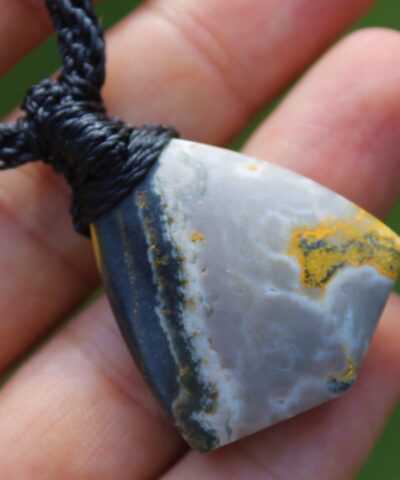 Eclipse Stone necklace, Bumble Bee Jasper Pendant , Elven Jewelry, Macrame Cord , Mens Jewellery, yellow stone, viking,celtic