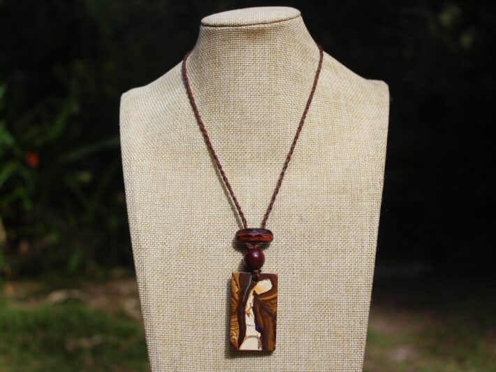 Australian boulder opal necklace ,australian red tigereye pendant and Mookaite jasper,australian made macrame cord summer jewelry gift