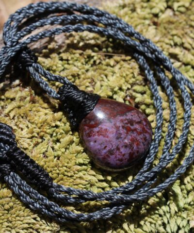 Elven Sugilite Necklace, sugilite Pendant , Australian made Macrame Cord Tribal Pendant, Purple Stone Healing Crystal Jewelry, Gift for her