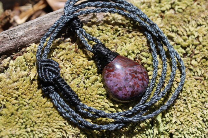Elven Sugilite Necklace, sugilite Pendant , Australian made Macrame Cord Tribal Pendant, Purple Stone Healing Crystal Jewelry, Gift for her