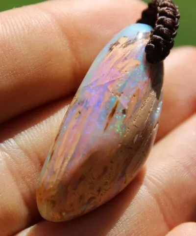Crystal Pipe Opal Necklace,Boulder Opal Pendant Necklace