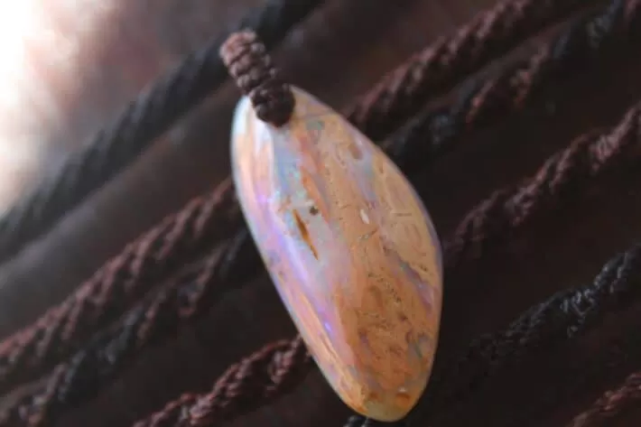 Crystal Pipe Opal Necklace,Boulder Opal Pendant Necklace