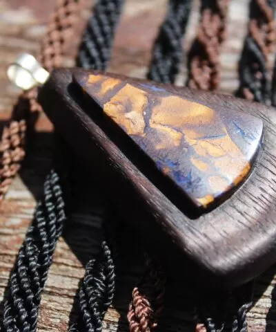 PURPLE Boulder Opal Pendant,wood necklace,wood jewelry,Shibari Macrame Cord,opal macrame necklace,Australian Opal jewelry,Elven, elf cosplay
