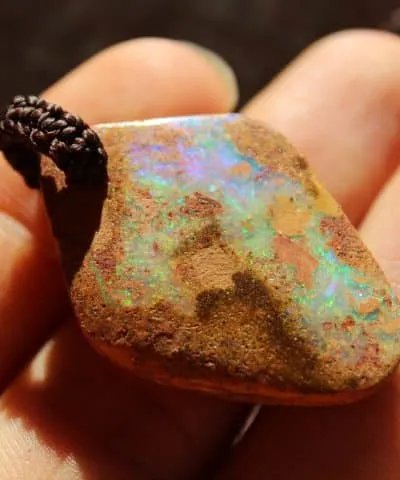 Boulder Opal Pendant Necklace,Australian made made macrame cord, healing crystal jewelry, australian opal ,october birthstone