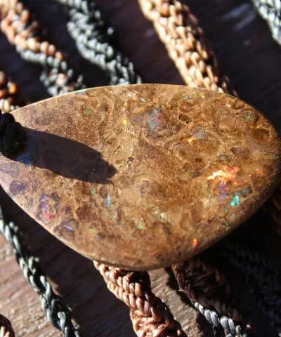 Hand Polished Matrix Opal Necklace,Boulder Opal Pendant