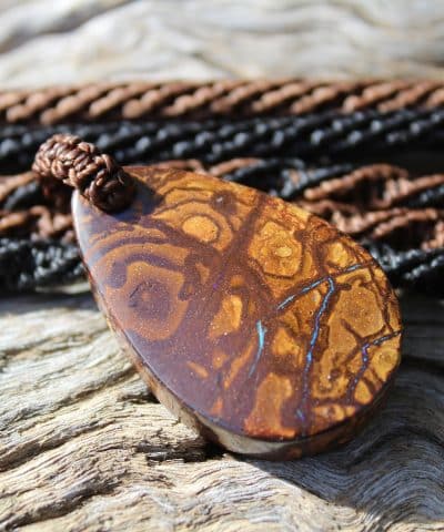 Opal Pendant, Australian Boulder Opal Tribal Macrame Necklace, Elven Elf Cosplay