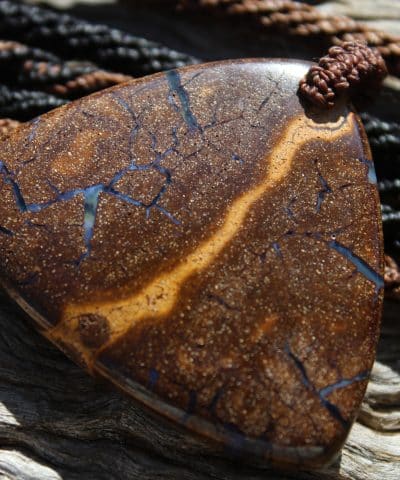 Boulder Opal Pendant. Earthy Natural Solid Opal Necklace with Macrame Cord. Custom Made Genuine Australian Opals.