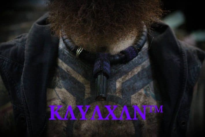 SOLD KayaXan Amulet Upcycle, ERONGO TOURMALINE Innertube Rubber Necklace,NeoTribal Fashion Recycle Burningman Jewelry,