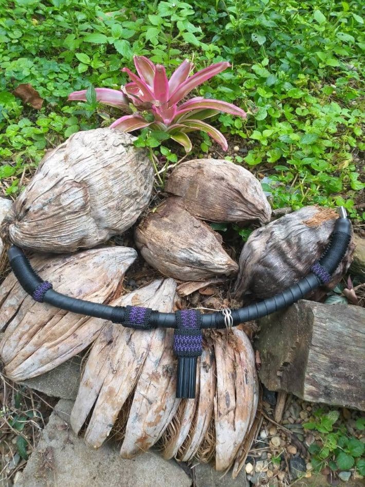SOLD KayaXan Amulet Upcycle, ERONGO TOURMALINE Innertube Rubber Necklace,NeoTribal Fashion Recycle Burningman Jewelry,