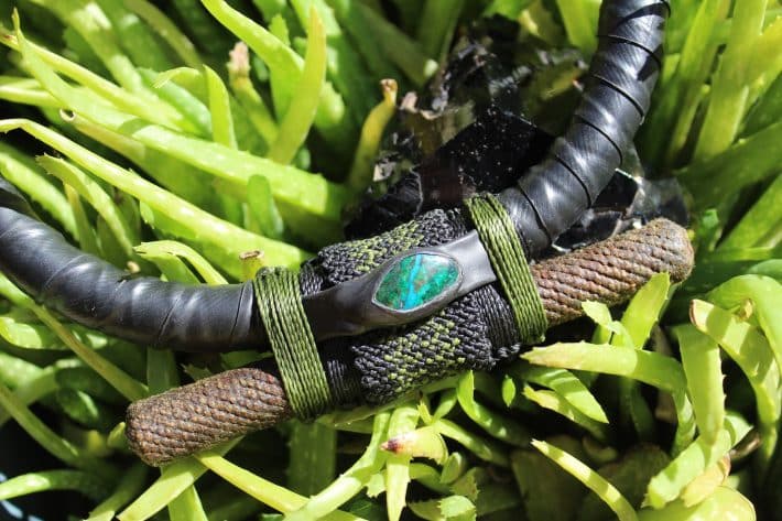 Australian Chrysocolla, Ancient Buddhist Prayer Tube,KayaXan Amulet Upcycle, Steampunk,Recycle Burningman Jewelry, Mad Max Cosplay cyberpunk