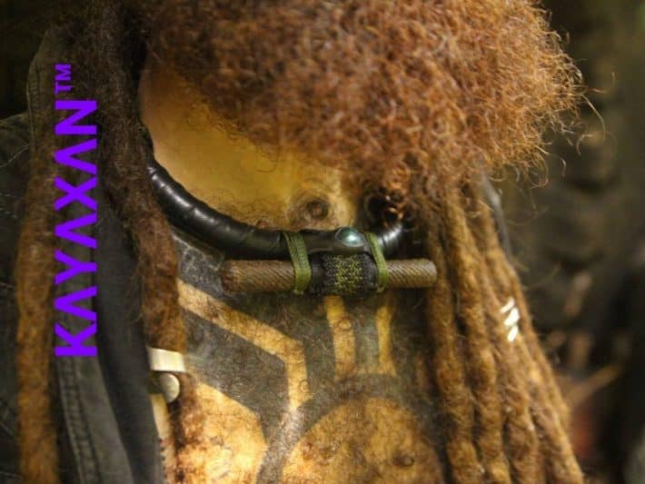 Australian Chrysocolla, Ancient Buddhist Prayer Tube,KayaXan Amulet Upcycle, Steampunk,Recycle Burningman Jewelry, Mad Max Cosplay cyberpunk