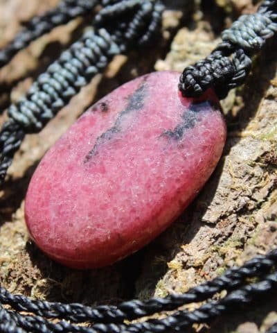 Ultimate Australian Rhodonite Necklace, Australian Made Macrame necklace, Valentines Day Gift, Tribal pendant,Heart Chakra stone Jewelry