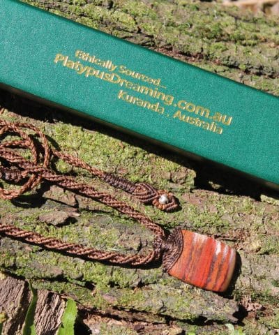 Australian Sunset Jasper Pendant, Red Snakeskin Jasper,,Art Crystal Necklace,Red stone, australian made macrame cord , Australian stone