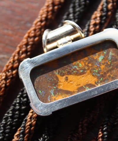 Authentic REAL boulder Opal Elven Jewelry BIG Size Australian Designer Opal Jewelry,Matrix OPAL Pendant Necklace,Shibari Macrame Cord,Larp