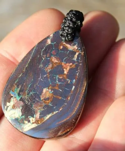 Matrix OPAL NECKLACE. Boulder Opal Pendant with Macrame Cord
