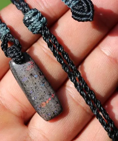 Fairy opal Necklace ,Australian Opal Pendant Shibari Macrame Cord, Elven Jewelry Elf Cosplay larp Talisman, fairy wedding