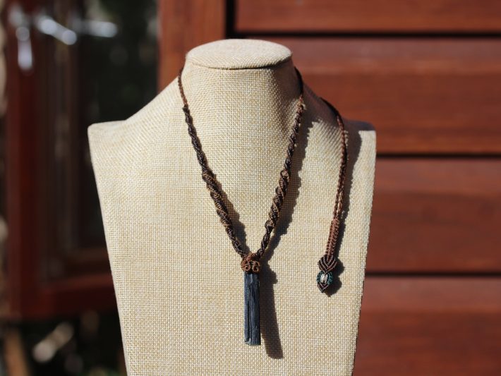 Cathedral Green blue tourmaline Necklace, Specimen crystal necklace, Australian madeacrame cord, October BirthStone,green blue tourmaline