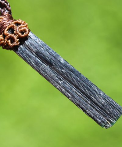 Cathedral Green blue tourmaline Necklace, Specimen crystal necklace, Australian madeacrame cord, October BirthStone,green blue tourmaline