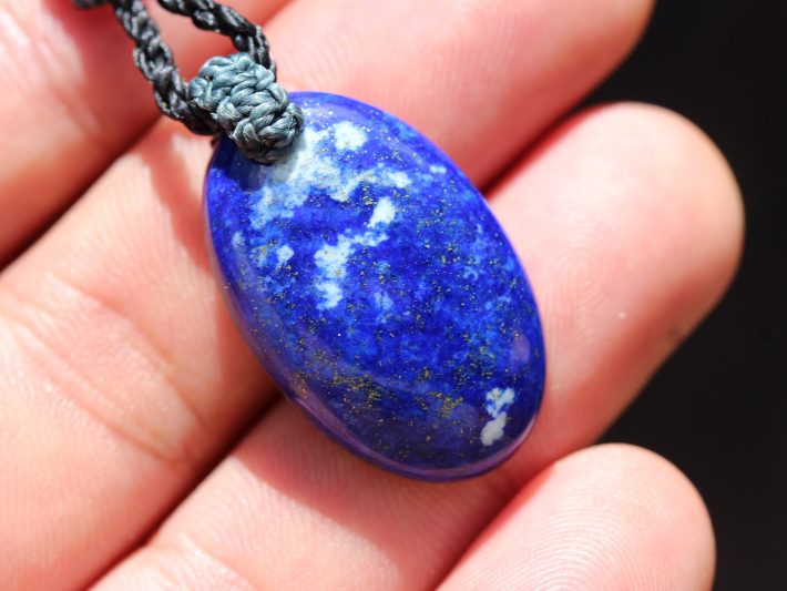Lapis Lazuli Elven Macrame Necklace,Pyrite Pendant,Viking Celtic Necklace,Elf cosplay,Blue Stone,