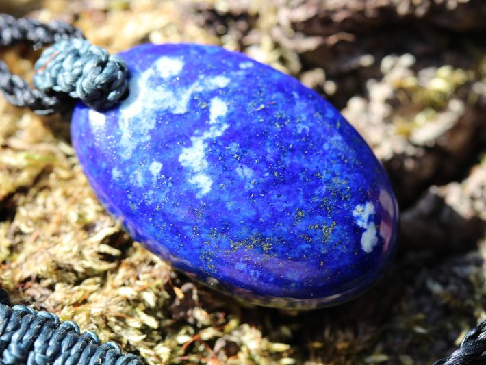 Lapis Lazuli Elven Macrame Necklace,Pyrite Pendant,Viking Celtic Necklace,Elf cosplay,Blue Stone,