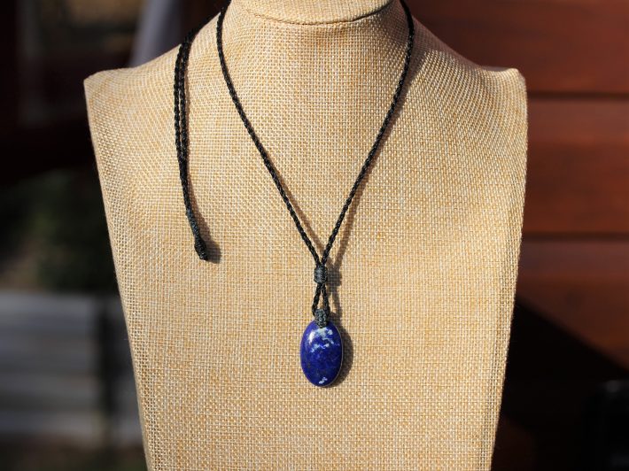 Lapis Lazuli Elven Macrame Necklace,Pyrite Pendant,Viking Celtic Necklace,Elf cosplay,Blue Stone,