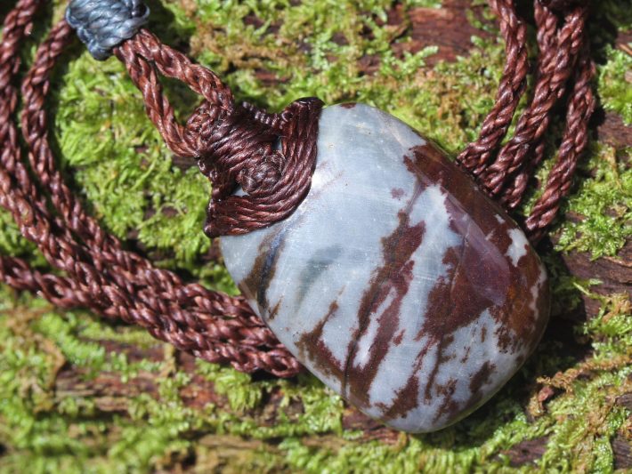 Australian outback jasper necklace,australian made thin macrame cord stone jewelry, crystal healing pendant necklace, platypus dreaming