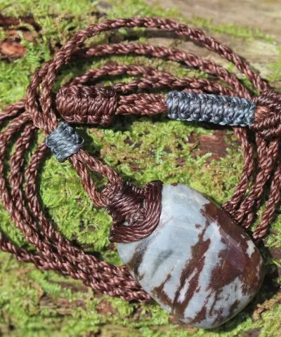 Australian outback jasper necklace,australian made thin macrame cord stone jewelry, crystal healing pendant necklace, platypus dreaming