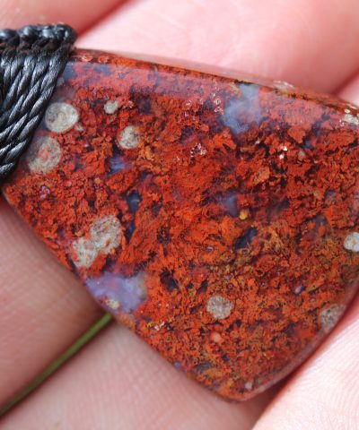Red Moss Agate Pendant, Macrame cord, medieval necklace,beachy beach jewelry, summer jewelry, surfer necklace,Healing Stone, Celtic Viking