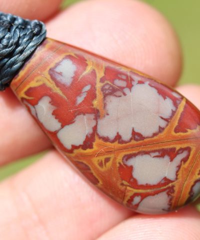 Australian noreena jasper necklace, australian made thin macrame cord, red stone tribal healing jewelry, may birthstone, tribal pendant