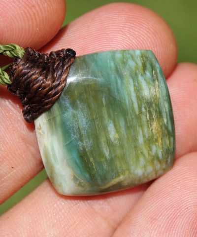 Australian Chrysoprase Pendant Necklace, Australian made thin macrame cord, Natural Green Healing stone Jewelry