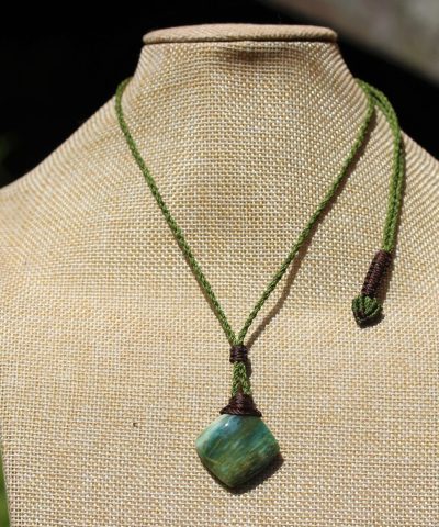 Australian Chrysoprase Pendant Necklace, Australian made thin macrame cord, Natural Green Healing stone Jewelry