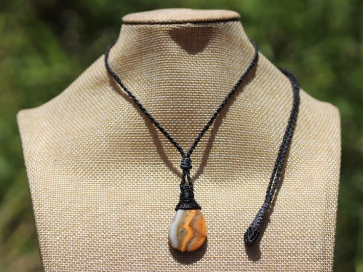 Eclipse Stone Necklace, Australian made yellow stone Macrame Thin Cord Healing Crystal Jewelry, may birthstone,